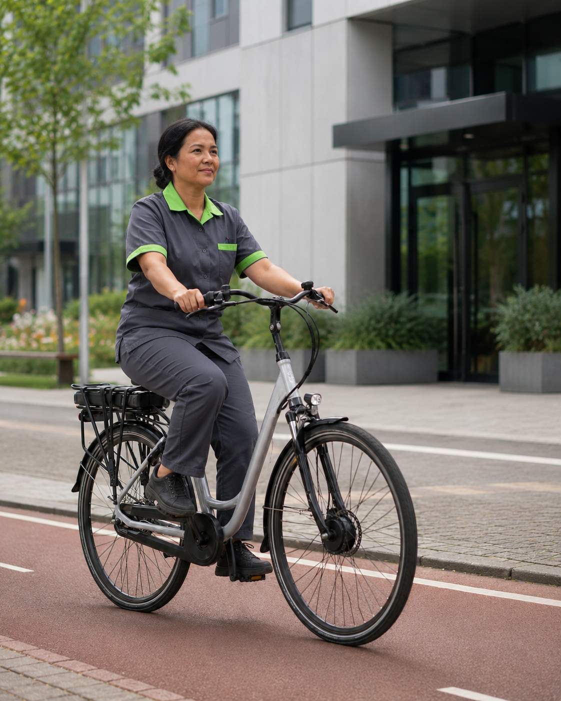 Schoonmaakmedewerker op e-bike
