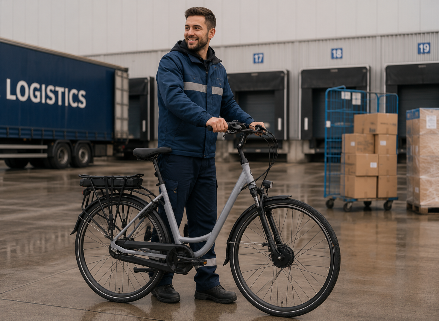 Logistiek medewerker op e-bike